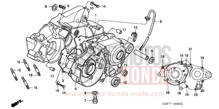 CARTER MOTEUR de CR85R "Grandes Roues" EXTREME RED (R292) 2004